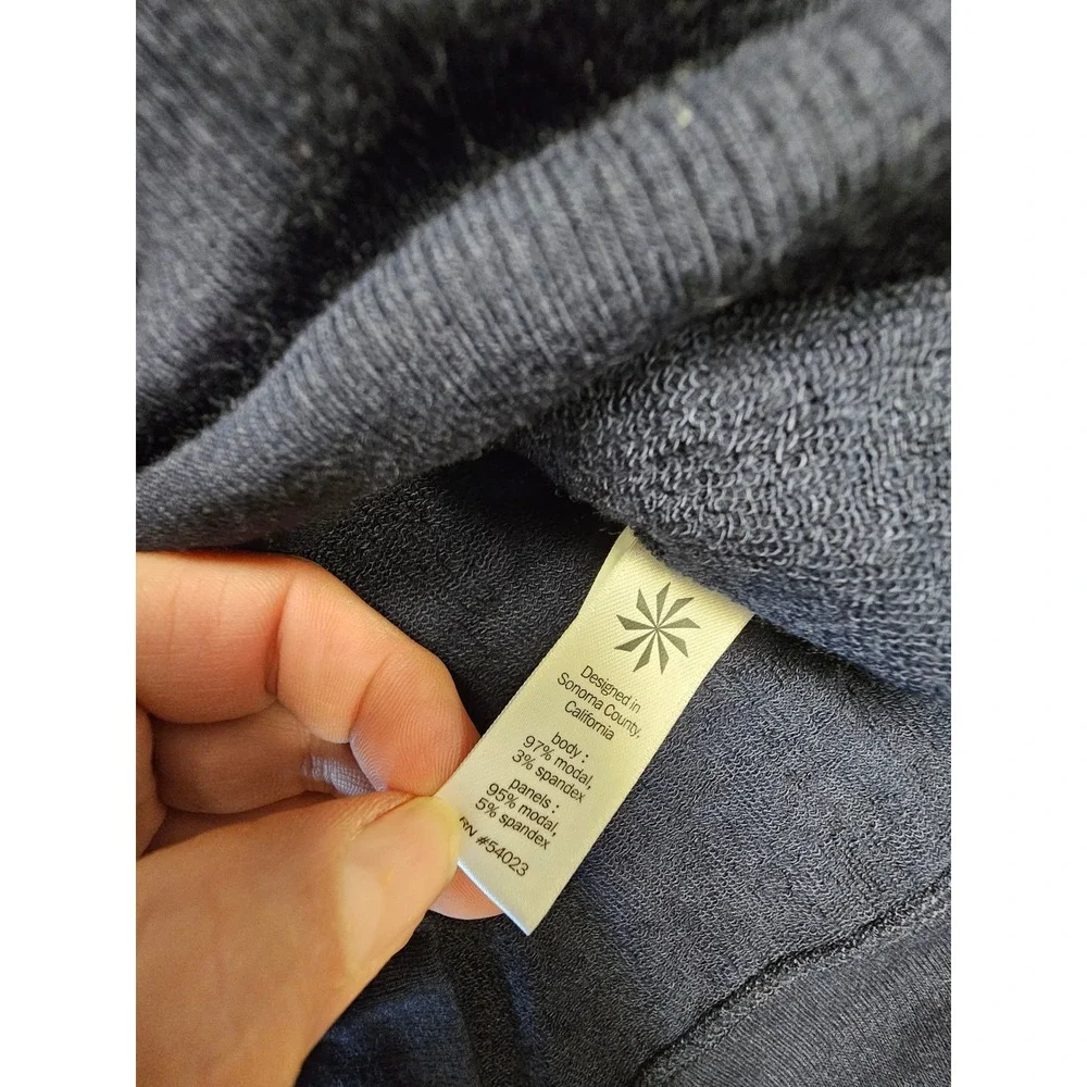 Athleta Navy Blue Sleeveless Full Zip Hoodie‎ Modal Blend Vest XS